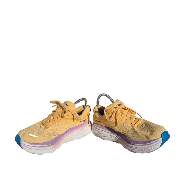 Hoka One One Sneakers Women 9.5 Bondi 8 athletic walk 1127952-ICYC Yellow Purple - Picture 2 of 9